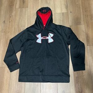 Under Armour Men's Black and Red Hoodie Sweatshirt XXL